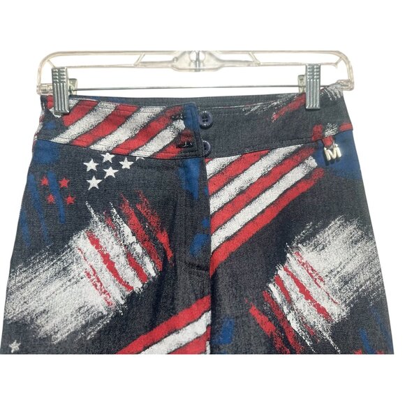 Milio USA Flag Painted Print Flare Pants Women XS 2 Vintage Retro Patriotic Boho - Picture 6 of 12
